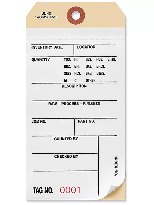 2-Part Carbonless Inventory Tags