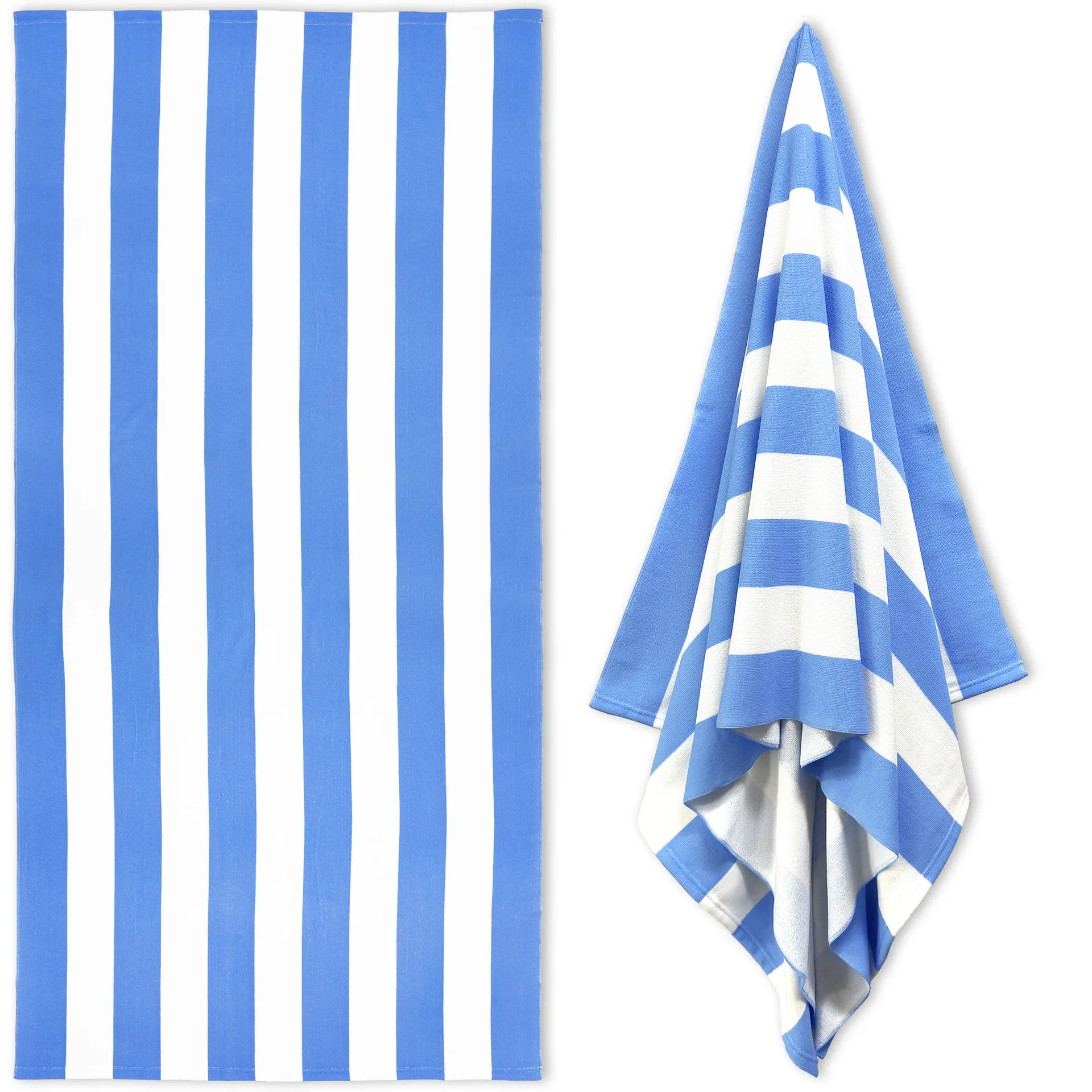 custom striped microfiber beach towel Whitsunday blue wholesale with logo option
