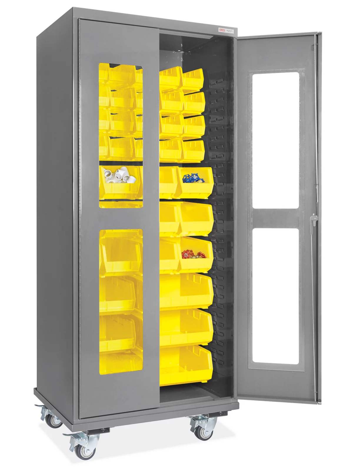 Mobile Clear-View Bin Storage Cabinets